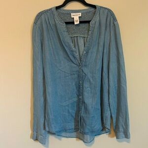 For the Republic | chambray denim top blouse | Size Large